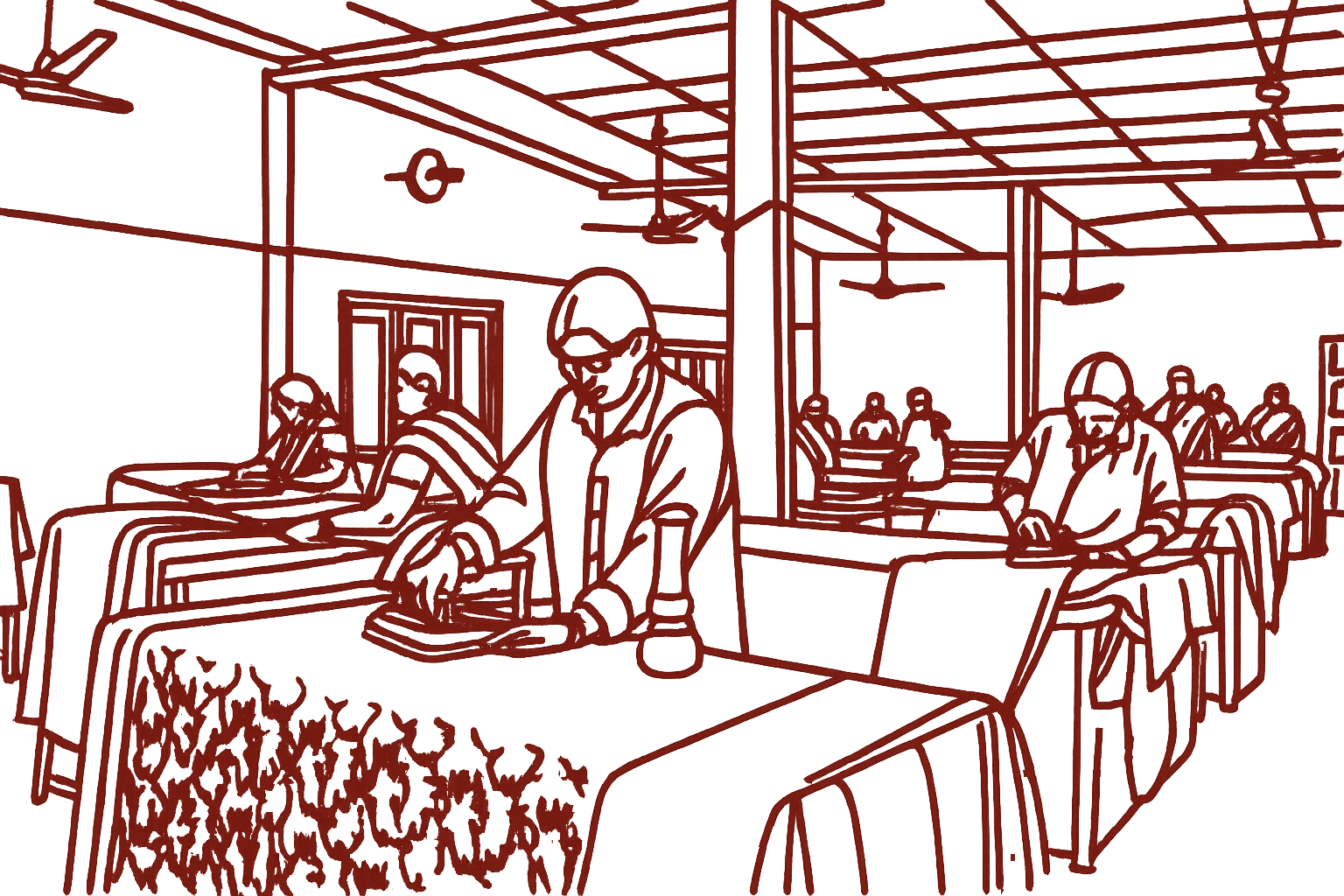 Artisans painting with kalam